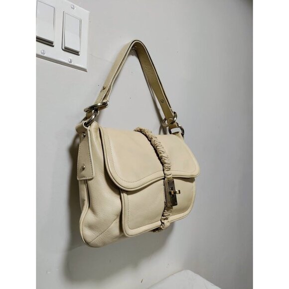 Armani Emporio VINTAGE Leather Adjustable Strap Shoulder Hand Bag White One Size - Picture 3 of 15